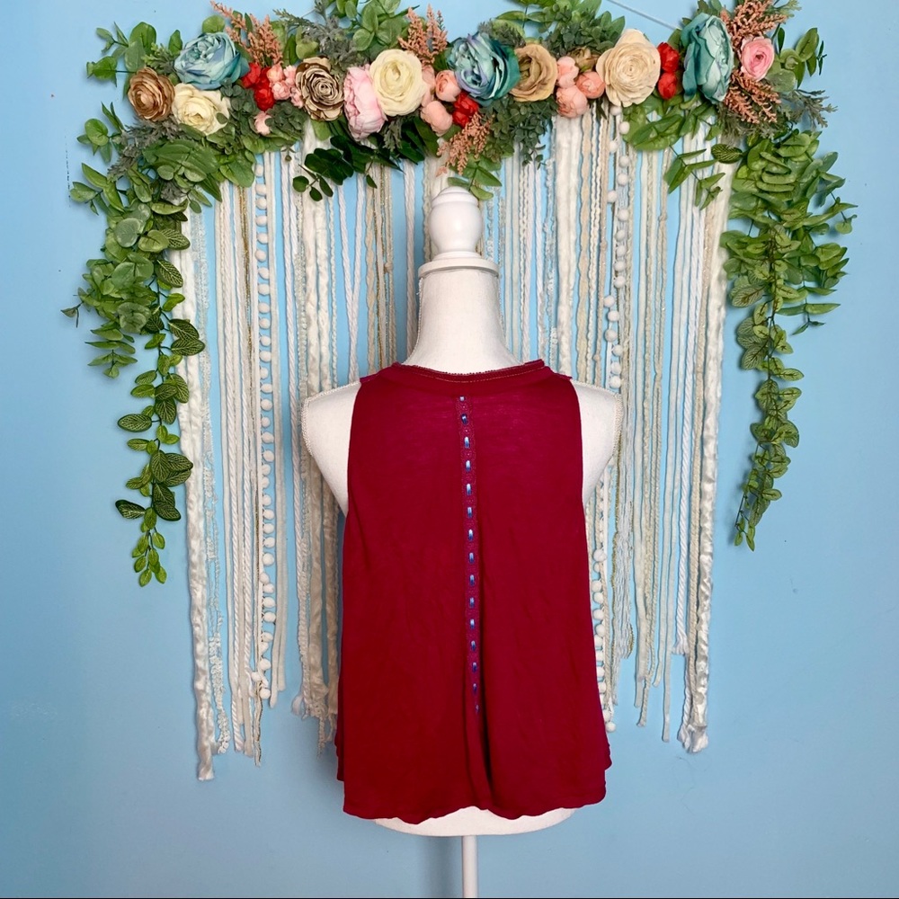 Free People Ribbon Button Boho Tank Medium - Picture 4 of 6